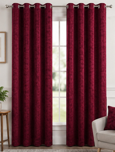 Handmade maroon curtains - maroon,