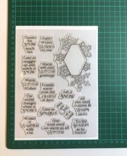 Winter Sentiments & Snowflake Plaque Stamp Set - 15 Stamps - Warm Winter Wishes