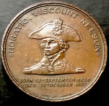 1897 LORD NELSON'S FLAGSHIP FOUDROYANT COPPER MEDAL COIN-HISTORIC COIN