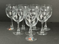 8 Fostoria Carousel 6 3/4" Clear Water Goblet Glass-Frosted Ribbon Design