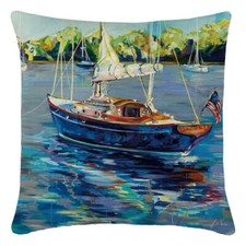 Art Nautical Throw Pillow Case Racing Sailboats in a Windy Ocean Cushion Covers