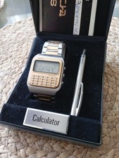 Seiko C153-5007 Vintage Calculator Digital Silver Quartz Watch Original Bracelet