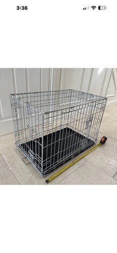 Grey puppy dog crate - puppy, cage