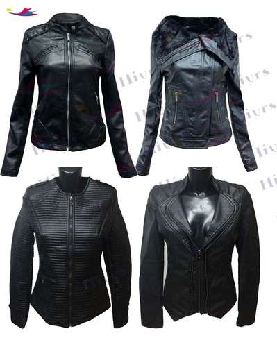 Womens jacket black - faux, pu