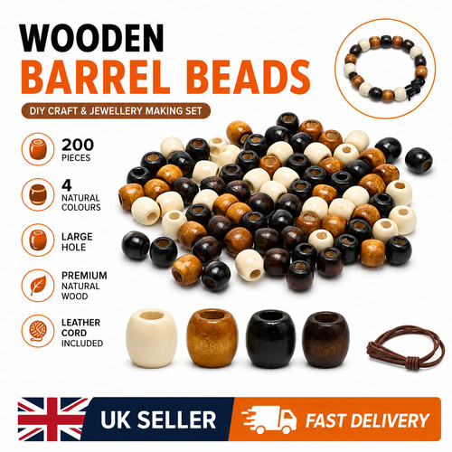 200pcs wooden barrel beads - barrel,