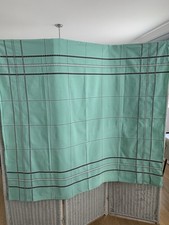 Vintage French Cotton Tablecloth Green And White 