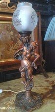 Art Deco lamp metal statue woman sculpture lady on lily pads