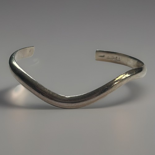 Sterling silver torque bangle - sterling,