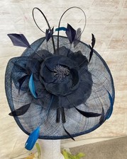 Jacques Vert  Navy Blue Fascinator Hat Wedding Headband Races Occasion MOB