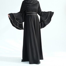 Dubai Abaya Women Muslim Dress Flare Sleeve Robe Kaftan Islam Kebaya Caftan Gown