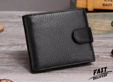 Mens RFID Blocking Genuine Leather wallet , Men Wallet with Snap Button