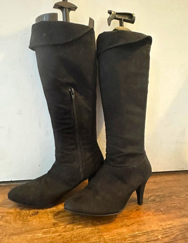 Women black knee high - black, faux