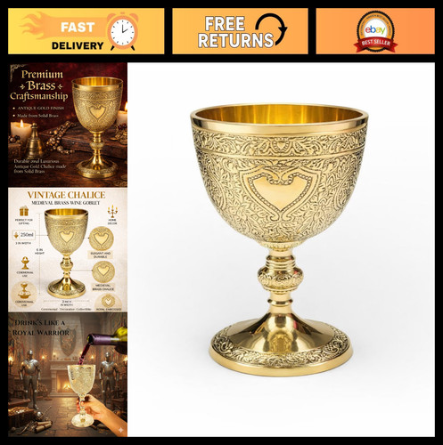 Medieval brass wine goblet - medieval,