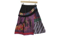 Vintage Save The Queen Skirt UK Small Cotton Blend Black Mix Midi Preloved