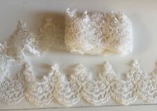 Bundle 4.1 Meters ivory wedding lace trim floral embroidered tulle lace trimming