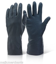 Heavy Duty Black Natural Rubber Latex Gloves Household Industrial Flock Washing