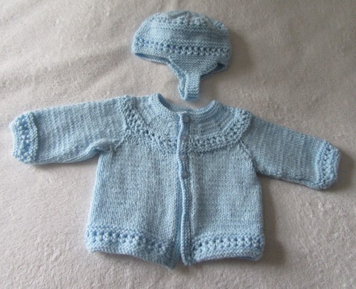 Hand knitted patterned matinee