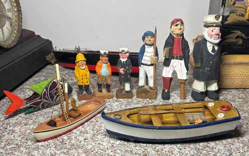 Hand carved wooden seamen - carved,