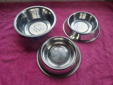 3x Dog Bowl Stainless Steel Metal Pet Puppy Animal Food Water / T14