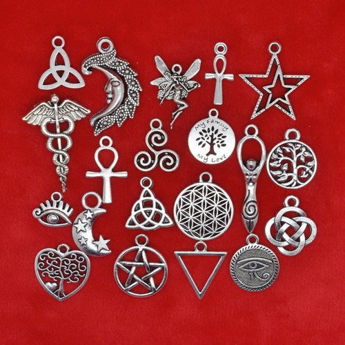Tibetan silver pagan symbols - silver,