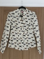 Joe Browns Collarless Cat Print Shirt Size 8