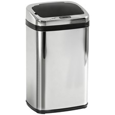 HOMCOM 30L Automatic Kitchen Bin with Lid and Infrared Motion Sensor Silver