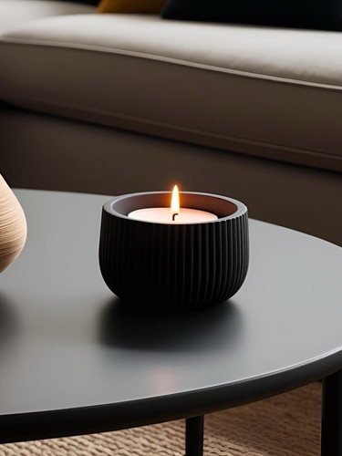 Modern ribbed design candle - candle, |