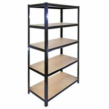 Boltless 5 Tier Shelving H/D Garage Racking Business Workshop Stockroom BLACK