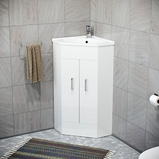 Nes Home White Corner Vanity