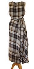 Vivienne Westwood Anglomania brown wool check flare dress with tie Size 46 UK 14