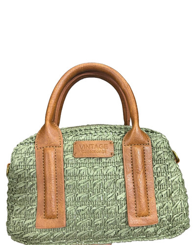 Womens green straw handbag - green,