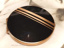 Stratton black and gold handbag double mirror vintage Compact Makeup Mirror-1m