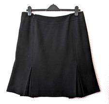 JAEGER Black Wool Blend Godet Pleated Skirt Size 20 22 Elegant Smart Office Work