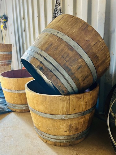 Half barrel planters - half,
