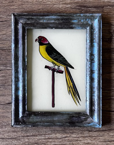 Indian parrot reverse glass - reverse,