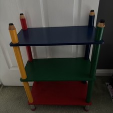 Retro Kids Shelfing Storage Unit, Pencil, Primary Colours, Games, Puzzles, Books