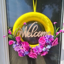 Artificial Spring Door Wreath – Handmade Floral Garland with Faux Blooms
