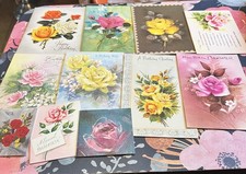 Job Lot 11 Vintage Greeting Cards With Roses 1960’s & 1970’s All Written In
