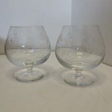 Pair Of Vintage Etched Glass