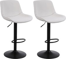 White Bar Stools - Set of 2 Swivel Counter Height  Barstools with Back Rest.