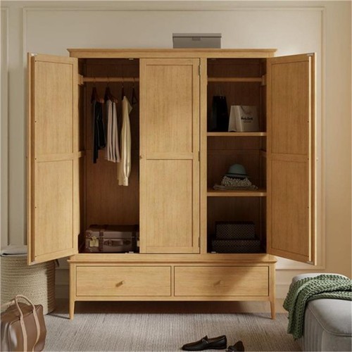 Oak triple wardrobe with - oak,