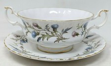 Royal Albert Brigadoon Two Handled Soup Coupe Cup Bowl And Saucer Stand
