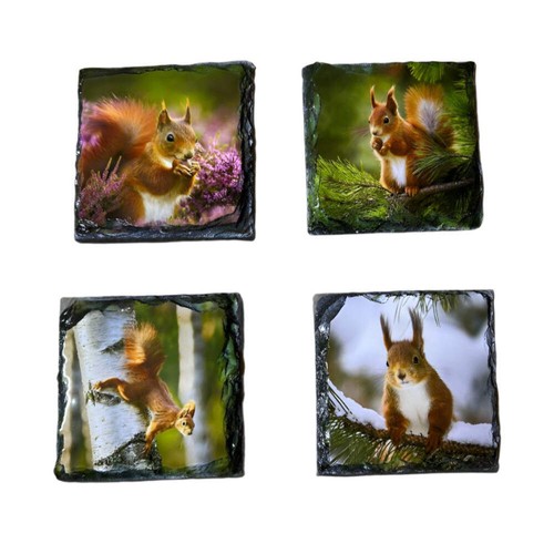 Slate coaster set red - slate,