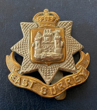 100% Genuine WW1 East Surrey Regiment Bimetal Cap Badge BIN £9.99