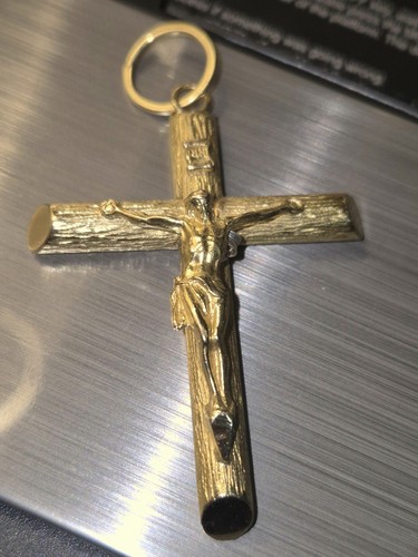 18ct large gold cross jesus - gold,