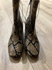 Marks And Spencer Faux Snakeskin Vegan Leather Ankle Boots Size 4 BNWT