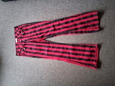 Red and Black stripe bootcut trousers unisex 32 waist 32 leg cotton