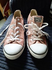 Converse Ladies Rose Gold Sparkle Low Top Trainers Good Used Condition
