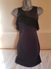 Topshop Black Sleeveless Dress with fringe detail Size 8 Excellent Condition