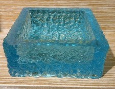 Lovely Vintage Whitefriars / Davidson Brama ? Bark Textured Blue Glass Ashtray?